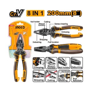 INGCO 8-IN-1 MULTI-FUNCTION COMBINATION PLIERS 200MM - HMFCP28200