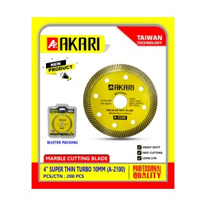 Akari MARBLE CUTTING BLADE AKARI NEW SERIES A-2100 4" SUPER THIN TURBO 10MM (200PCS)