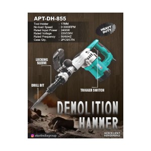 AKARI DEMOLITION HAMMER 2400W (7KG-17MM) - APT-DH-855