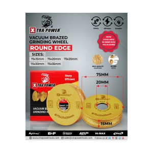 Xtra Power 3 Inch Diamond Moulding Wheel Full Round 75Mm - 15mm