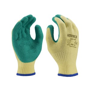 SAFETY COTTON LATEX COATED GLOVES YELLOW GREEN (LS-102) (600PCS/PKT)