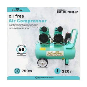 Kuvera 1500W Oil Free Air Compressor 50Ltr KUV-50L-750X2-OF