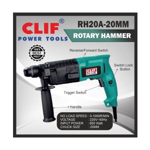 CLIF PLUS ROTARY HAMMER 20MM VARIABLE SPEED /HEAVY DUTY REVERSE FORWARD RH20A -(2-20) (5PCS)