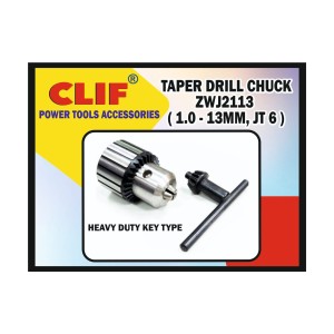 CLIF HEAVY DUTY KEY TYPE TAPER DRILL CHUCK (ZW SERIES) ZWJ2113 (1.0 - 13MM, JT6)