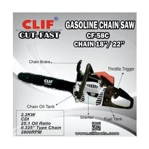 CLIF-CUT FAST GASOLINE CHAIN SAW -58CC 18INCH