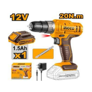 INGCO 12V CORDLESS DRILL 0.8-10MM - 20NM - CDLI1218