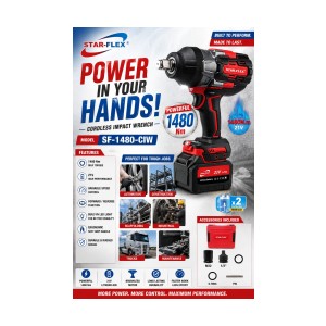 STAR-FLEX CORDLESS IMPACT WRENCH 21V 1480N.M. - SF-1480-CIW