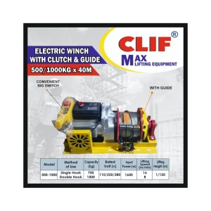 CLIF TOUGH HEAVY DUTY CLUTCH WINCH 8MMX40MTR WITH SWIVEL HOOK BLACK WITH HEAVY DUTY SQUA