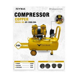 FLYMAX 50 LTR HIGH SPEED OIL FREE COMPRESSOR (COPPER) - OF-1500-50L
