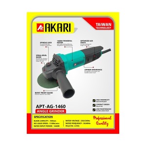 AKARI 4 INCH ANGLE GRINDER 1460W 100MM APTAG1460