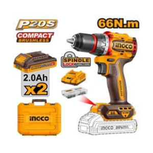 INGCO 20V COMPACT BRUSHLESS CORDLESS DRILL 13MM - 55NM - CDLI20668