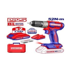 EMTOP BRUSHLESS CORDLESS DRILL 20V 10MM 52NM ECDL20453