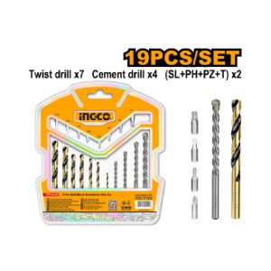 INGCO 19 PCS DRILL BITS & SCREWDRIVER BITS SET - AKSDB1901