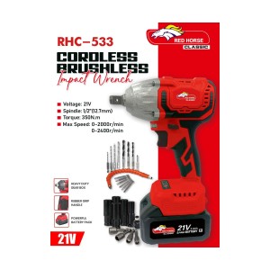 RED HORSE CORDLESS IMPACT WRENCH 21V 350N.M BRUSHLESS - RHC - 533