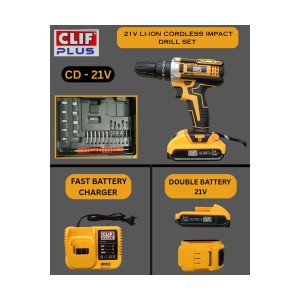 CLIF PLUS 21V LI-ION CORDLESS IMPACT DRILL SET CD - 21V