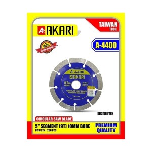 AKARI MARBLE CUTTING BLADE AKARI NEW SERIES A-4400 5" SEG (9T) 10MM 22MM BORE