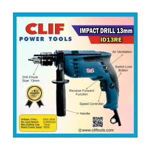 CLIF PLUS DRILL MACHINE 13MM IMPACT ID13RE -GSH 13RE (10PCS)