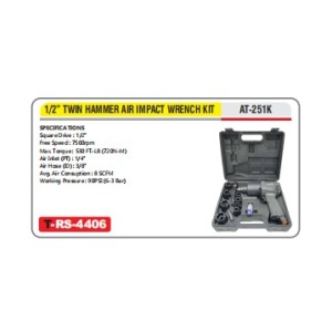 AKARI 1/2" TWIN HAMMER AIR IMPACT WRENCH KIT - AT-251K