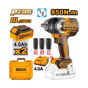 INGCO BRUSHLESS CORDLESS IMPACT WRENCH 20V KIT 1/2" SQ. DRIVE - CIWLI2085