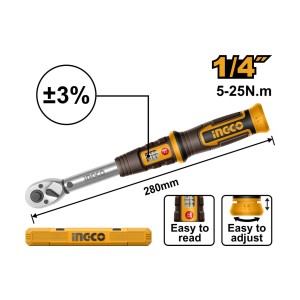 INGCO 1/4 INCH PRESET TORQUE WRENCH 5-25N.M - HPTW1425N8