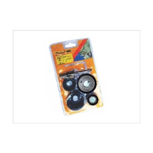 GOLDEN BULLET HOLESAW SET OF 6 PCS, CARBON STEEL: 11/4, 11/2, 2, 21/8 + 2 ACCESSORIES