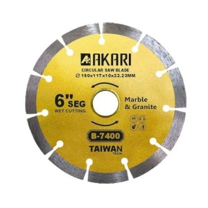 AKARI MARBLE CUTTING BLADE (B SERIES) 6" HOT PRESS SEG BIG BORE 22MM BLISTER PACK B-7400