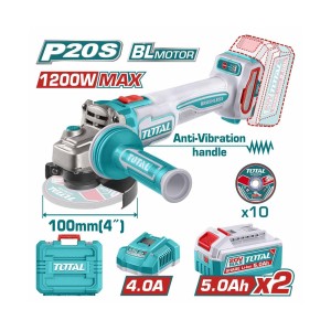 TOTAL CORDLESS ANGLE GRINDER BRUSHLESS 20V (5.0AH) 4" (M10) - TAGLI2120232