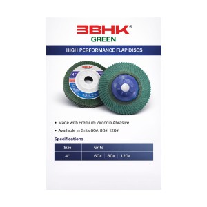 3BHK FLAP DISC 4"X80# GREEN (ZIRCON)