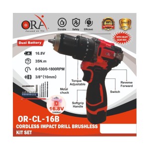 ORA CORDLESS IMPACT DRILL KIT SET ( 10MM / 3/8'' ) ( 16.8V ) (35 NM) - OR-CL-16B