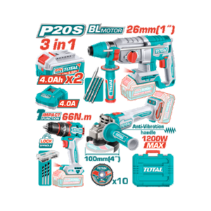 TOTAL 3 PCS CORDLESS COMBO KIT 20V - TCKLL2025981