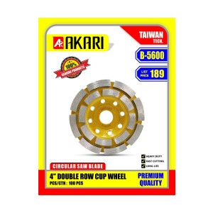 AKARI MARBLE CUTTING BLADE - 4" DOUBLE ROW CUP WHEEL B-5600